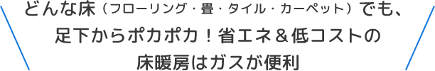 どんな床（フローリング・畳・タイル・カーペット）でも、足下からポカポカ！エネ＆低コストの床暖房はガスが便利