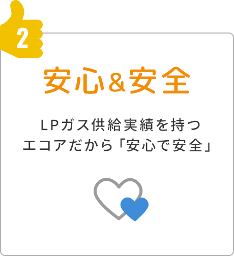 2.安心＆安全LPガス供給実績を持つエコアだから「安心で安全」